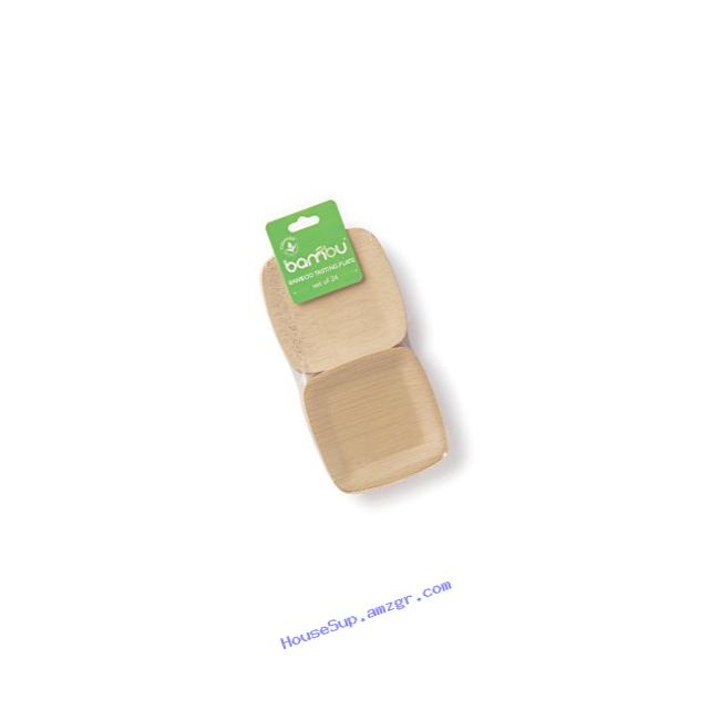 BAMBU ?? 3.5??? Bamboo Square Tasting  Plates (Pack of 24) ?? Compostable, Eco Friendly& Disposable for Home and Catering ?? All Natural 100% Compostable