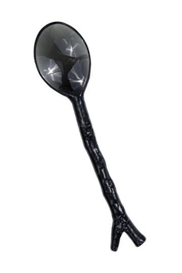 Creative Converting 20 Count Madhouse by Michael Aram Twig Design Disposable Mini Spoons, Translucent Black