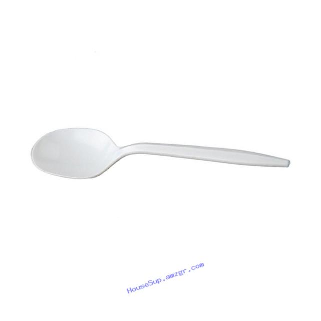 Crystalware SSPPWP1000 Disposable Medium Weight PP Plastic Soup Spoons, White (Pack of 1000)