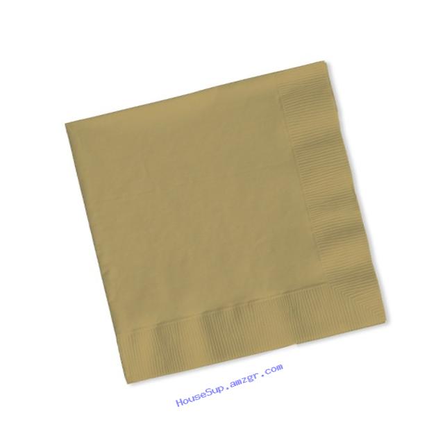 Creative Converting Touch of Color 200 Count 2-Ply Paper Beverage Napkins, Glittering Gold