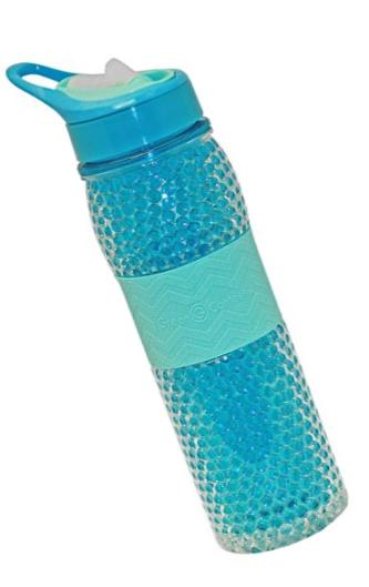 Green Canteen DWPTBBG-100-4C-BL Double Wall Tritan Plastic Hydration Bottle with Sippy Cap and Silicone Wrap and Beaded Gel, 18 oz, Blue