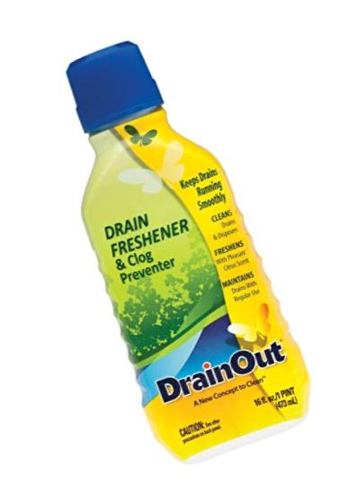 DrainOUT Drain Freshener & Clog Preventer, 16 Fl. Oz. Bottle, 6 Pack