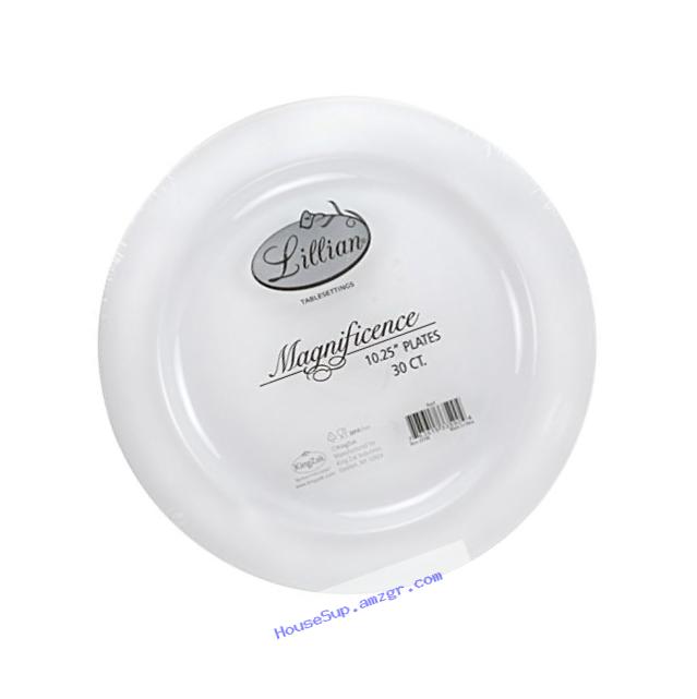 Premium Quality Heavyweight Plastic Plates China Like. Wedding and Party Dinnerware Plastic Plates 10.25 inch, White Pearl  - Value Pack 30 Count