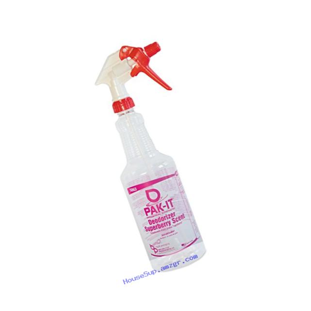 PAK-IT 586320004012 Empty Color-Coded Trigger-Spray Bottle, 32 oz, for Deodorizer - Superberry Scent