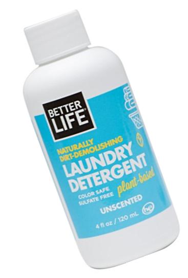 Better Life Travel Size Laundry Detergent, Unscented, 4 Ounce