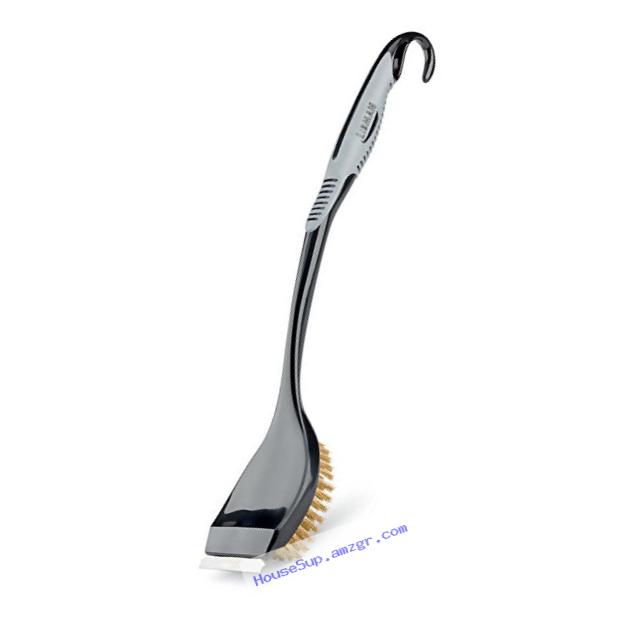 Libman Commercial 529 Long Handle Grill Brush with Scraper, Brass Fibers, 18
