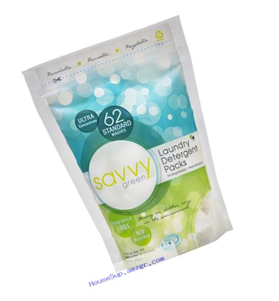 Savvy Green 62 Standard Wash Eco Clean Laundry Detergent Packs, 24.8 Ounce
