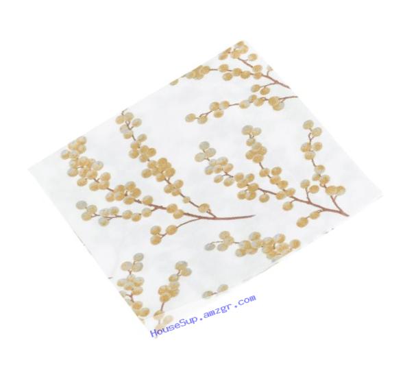 Entertaining with Caspari Berry Branches Paper Luncheon Napkin, White and Gold, Pack of 20