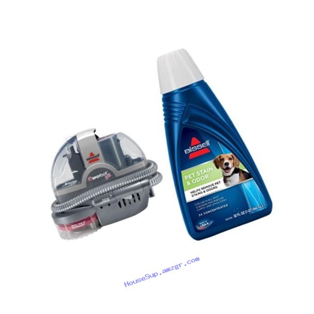 Pet Stain Remover Bundle - SpotBot Pet Spot and Stain Cleaner + Bissell 2x Pet Stain and Odor Portable Machine Formula, 32 oz