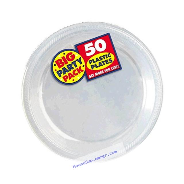 Amscan Big Party Pack Plastic Lunch Plates, 10.5-Inch, Clear, 50 Count