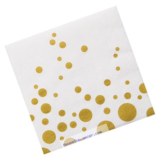 Creative Converting 317844 16 Count Paper Beverage Napkins, Sparkle and Shine Gold