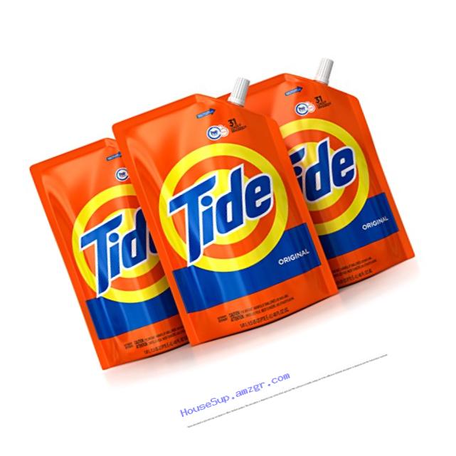 Tide Liquid Laundry Detergent Smart Pouch, Original Scent, HE Turbo Clean, Pack of three 48 oz. pouches, 93 loads