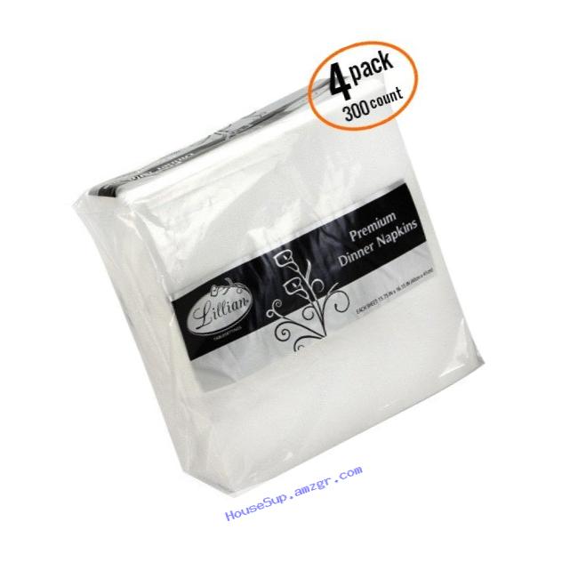 Premium White Napkins, 1/4 Fold Dinner Napkin, Value Pack 300 Count