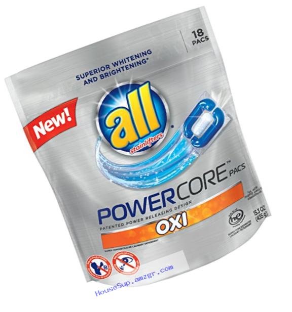 all Powercore Pacs Laundry Detergent with OXI, Pouch, 18 Count