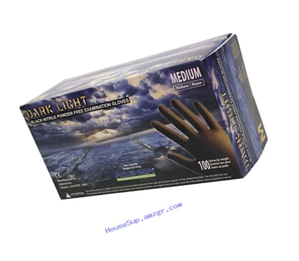 Adenna Dark Light 9 mil Nitrile Powder Free Exam Gloves (Black, Medium) Box of 100