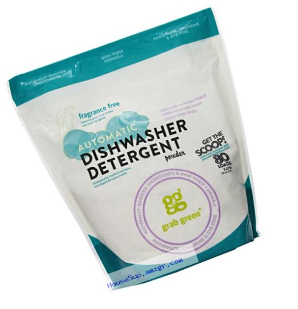 Grab Green Natural Automatic Dishwashing Detergent Powder, Fragrance Free, 80 Loads