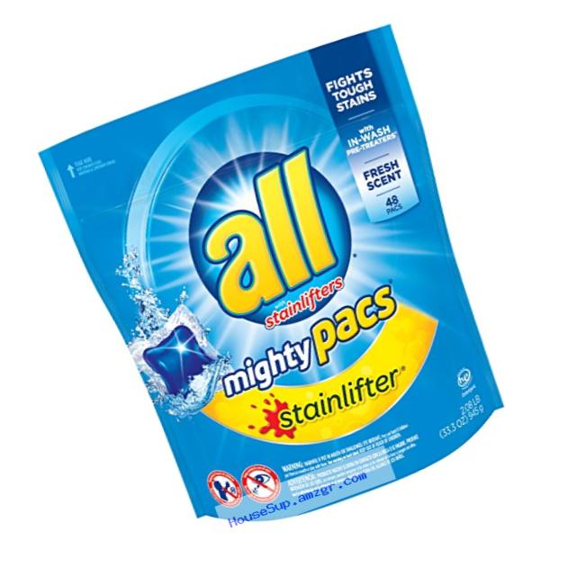 all Mighty Pacs Laundry Detergent, Stainlifter, Pouch, 48 Count