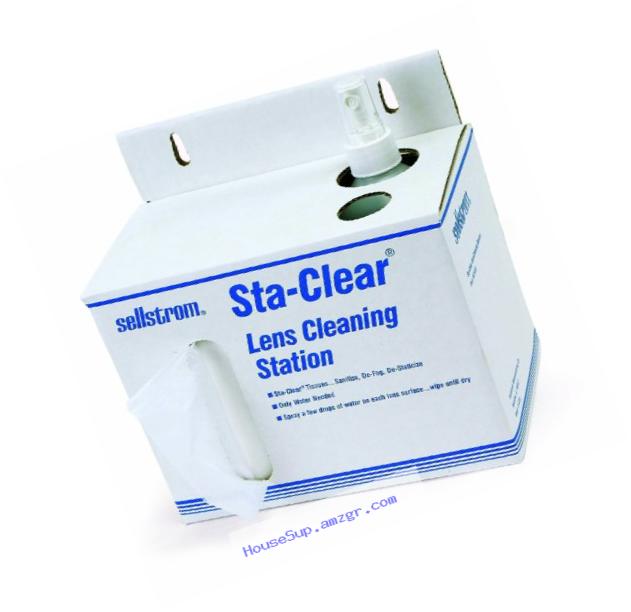 Sellstrom S23469 Sta-Clear Safety Glass, Disposable Lens Cleaning Station, Water Pump, 1000 Tissues