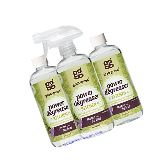 Grab Green Natural Power Degreaser Cleaner, Thyme with Fig Leaf, 16 Ounce (Pack of 3)