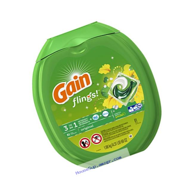 Gain Flings Original Laundry Detergent Pacs, 81 Count