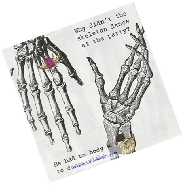 Talking Tables Skeleton Crew Skeleton Design Paper Napkins (33cm)  for a Halloween party, Multicolor (20 Pack)