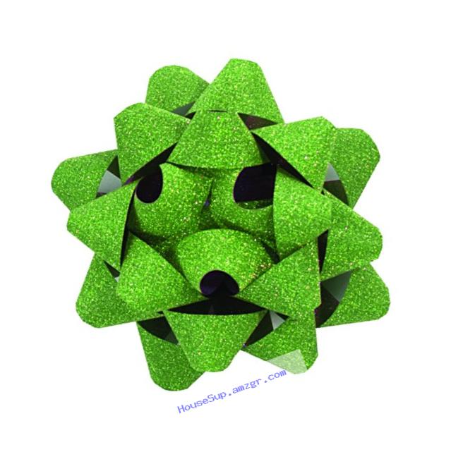 The Gift Wrap Company 12 Count Glitter Star Bows, Spring Green